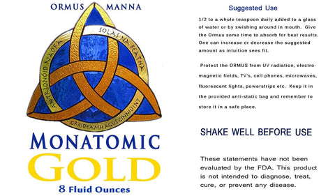 Ormus Gold Manna 99.99 Monatomic Gold mono atomic M-STATE + 5 SOURCES, 4 oz.