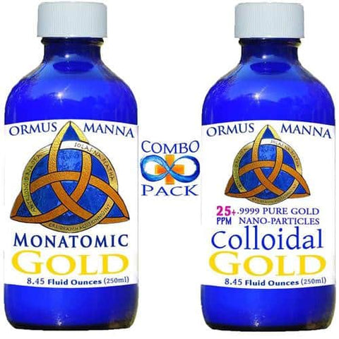 8 oz MONATOMIC GOLD + 8 oz COLLOIDAL GOLD .9999 ~ PURE Gold Nanoparticles! A+